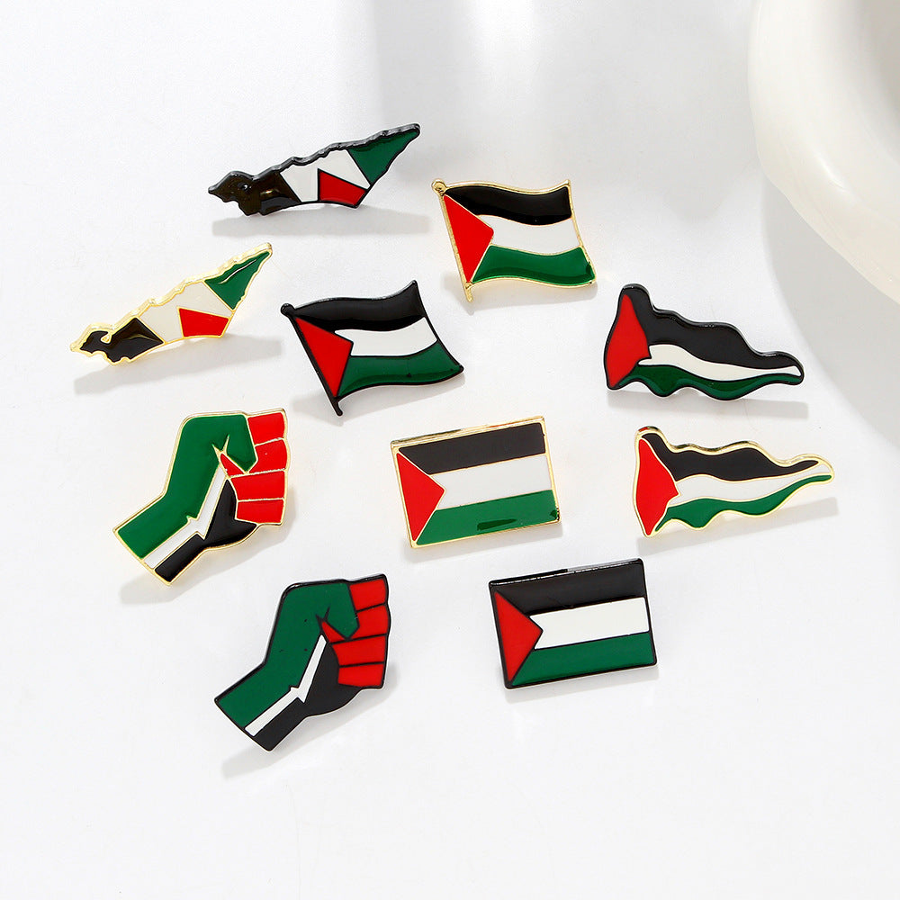 Free Palestine Flag Brooch Gold Badge Clothes Accessories Pin