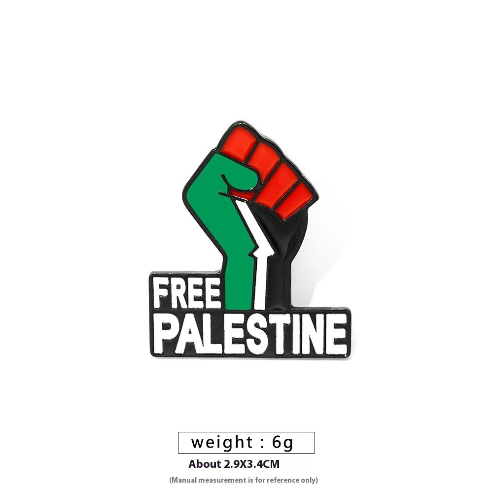 Free Palestine Flag Brooch Gold Badge Clothes Accessories Pin