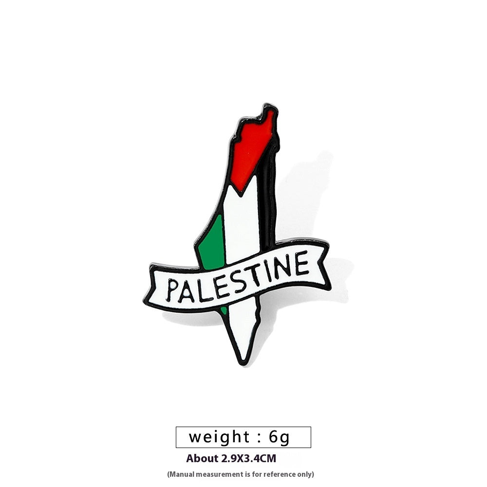 Free Palestine Flag Brooch Gold Badge Clothes Accessories Pin